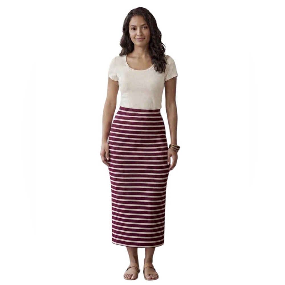 Striped Maroon and Pale Pink Women's Long Skirt